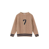 Coco Blanc Tan Cabled Graphic Sweater
