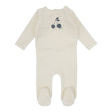 Lilette Ivory/Slate Cherry Graphic Velour Footie & Hat Set