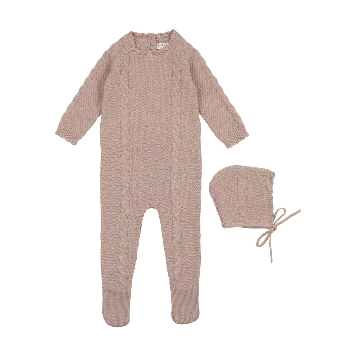 *Coming Soon* Coco Blanc Soft Pink Cabled Knit Footie With Bonnet
