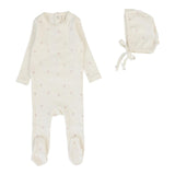 Lilette Cream/Pink Bow Printed Pointelle Footie Set
