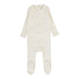 Lilette Cream/Pink Bow Printed Pointelle Footie