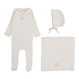 Lilette Cream/Pink Emblem Embroidered Layette Set