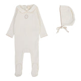 Lilette Cream/Pink Emblem Embroidered Footie Set