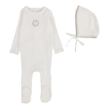 Lilette Cream/Oat Velour Cardi Footie Set