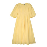 Emm Butter Pleated Linen Dress