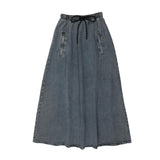 Emm Light Denim Maxi Zipper Skirt