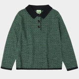 Fub Dark Navy/Forest Knit Polo Sweater