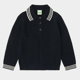 Fub Dark Navy Zig Zag Polo Sweater