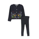 Bace Grey Embroidered Cardigan Set