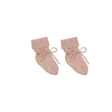 Mema Pale Pink Pearl Knit Booties