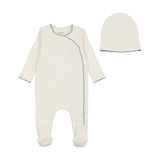 Bee & Dee White Boys Color Stitch Wrap Footie with Beanie