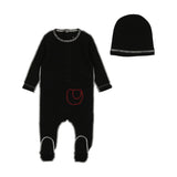 Bee & Dee Black Contrast Ribbed Footie with Beanie