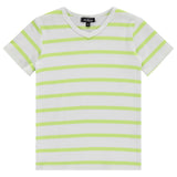 Jaybee White/Green Stripe V-Neck T-Shirt