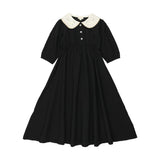 Lil Legs Black 3/4 Sleeve Swiss Dot Maxi Dress