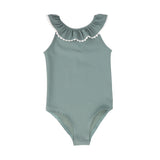 Water Club Sage Ribbed Scallop Trim Bathing Suit