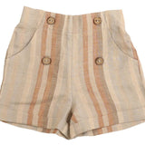 Noma Apricot Wide Striped Button Detail Shorts