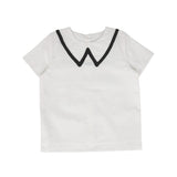Bamboo White Contrast Stitch  Blouse