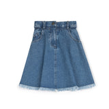 Cabana Blue Denim Frayed Hem Skirt