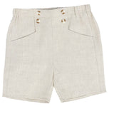 Le Bourdon Beige Button Front Linen Shorts