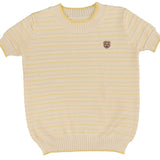 Belati Pale Yellow Stripe Pointelle Sweater