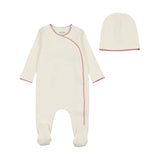 Bee & Dee White Girls Color Stitch Wrap Footie with Beanie