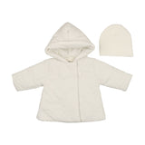 Mema Winter White Embroidered Baby Jacket & Beanie
