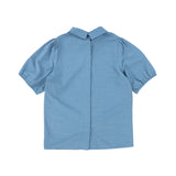 Bace Collection Blue Collared Puff Sleeve Top