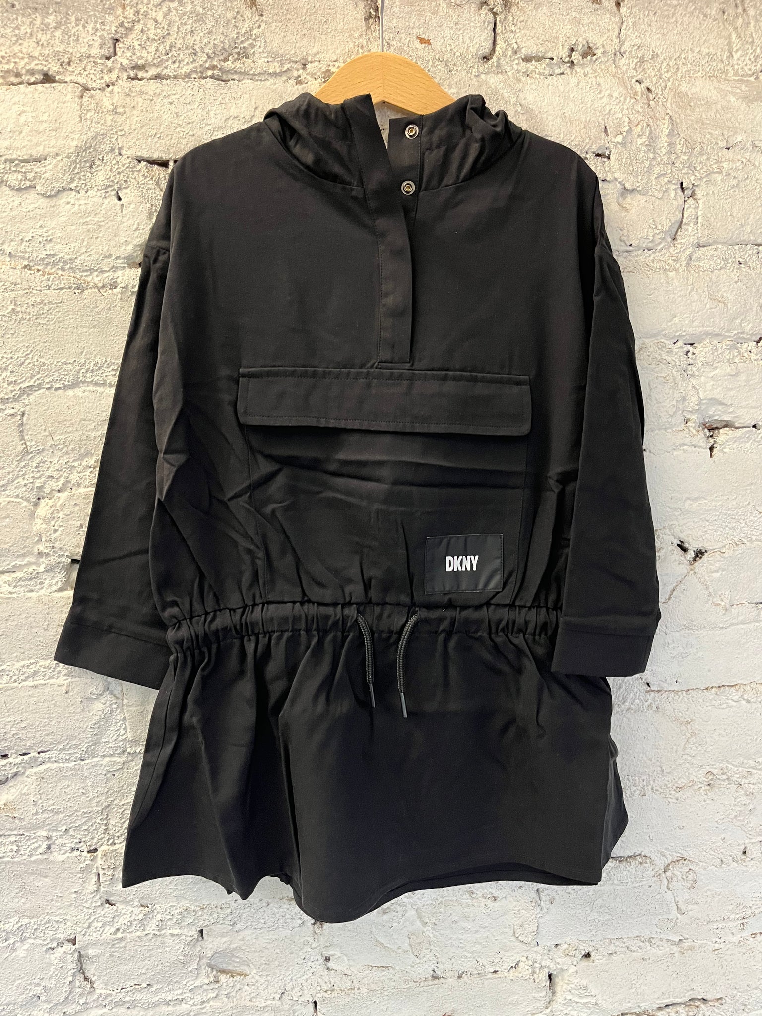 DKNY Black Lyocell Hoodie Dress