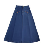 Crew Blue Denim Stitched Maxi Skirt
