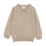Analogie Taupe Long Sleeve Knit Polo