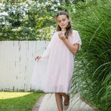 Teela Champagne Pink Dotted Tulle Dress
