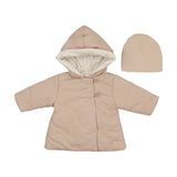 Mema Taupe Embroidered Baby Jacket & Beanie