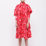 Christina Rohde Hot Pink Floral Pleated Dress