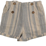 Noma Light Blue Striped Button Detail Shorts