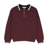 Kin Kin Burgundy/Navy Knit Polo Sweater