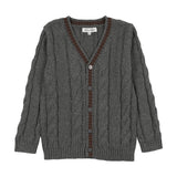 Kin Kin Grey/Brown Contrast Trim Cardigan