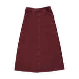 Kin Kin Washed Burgundy Denim Maxi Skirt