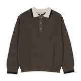 Kin Kin Green/Sand Knit Polo Sweater