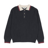 Kin Kin Navy/Sand Knit Polo Sweater
