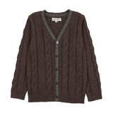 Kin Kin Brown/Grey Contrast Trim Cardigan