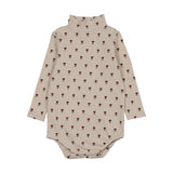Kin Kin Burgundy Tulip Print Mockneck Onesie