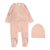 Lilette Dusty Pink Velour Wrap Footie Set
