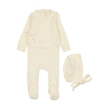 Lilette Ivory Pinpoint Wrapover Footie Set