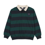 Analogie Navy/Green Stripe Varsity Fan Club Polo Sweatshirt