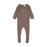 Analogie Misty Oat Heather Knit Embroidered Footie Set