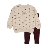 Analogie Bow Print Bow Sweatshirt Set
