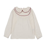 Analogie Cream/Deep Red Embroidered Shirt
