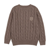 Analogie Misty Oat Heath Chunky V Neck Sweater