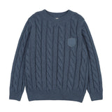 Analogie Vintage Blue Chunky V Neck Sweater
