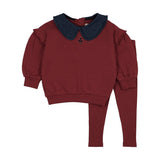 Analogie Vintage Red Sweet Campaign Ruffle Sweatshirt Set